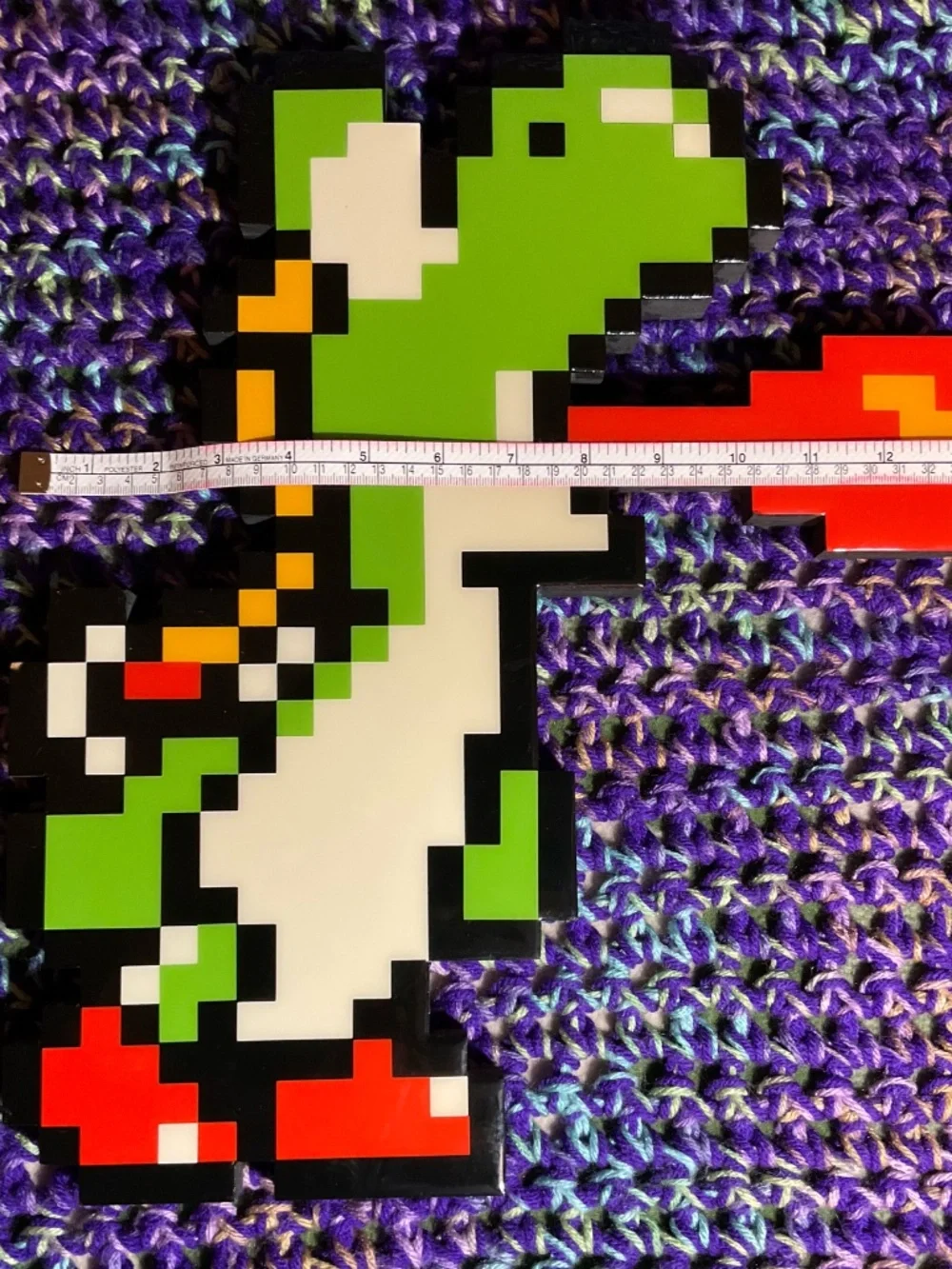 Nintendo Super Mario 8-bit Pixel Art Yoshi- Wood & Acrylic